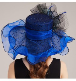 Kentucky Organza Derby Top Hats for Women Sun Visor Cap Ladies Flowers Bride Weeding Fascinators Wide Brim Fedoras Blue 1 $14...