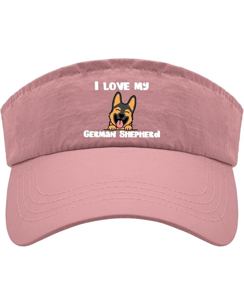 I Love My German Shepherds Caps Visors for Teens Visor Hat Packable Golf Cap Pink $11.19 Visors