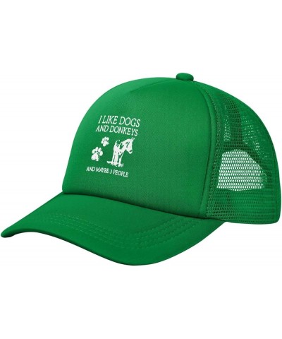 I Love Dogs and Donkeys Mesh Hat for Men Black Trucker Hats Women Trendy Baseball Cap Green $9.87 Baseball Caps