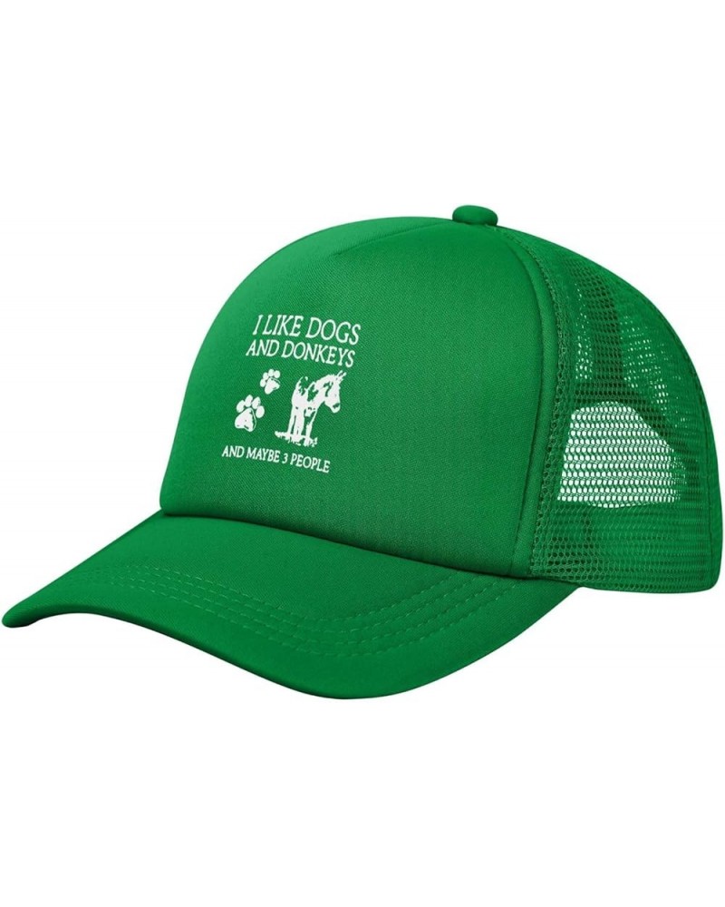 I Love Dogs and Donkeys Mesh Hat for Men Black Trucker Hats Women Trendy Baseball Cap Green $9.87 Baseball Caps