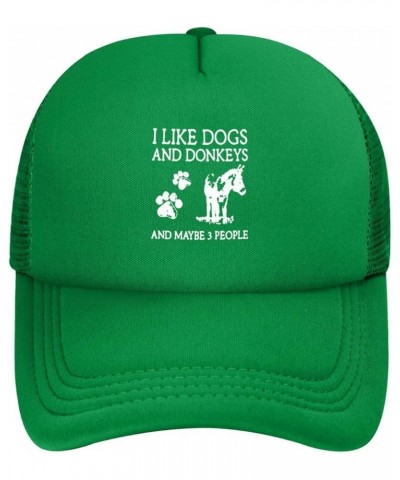 I Love Dogs and Donkeys Mesh Hat for Men Black Trucker Hats Women Trendy Baseball Cap Green $9.87 Baseball Caps