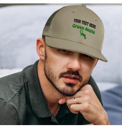 Custom Trucker Hat Baseball Cap Green Anole Reptiles Reptile Cotton Nature Dad Hats for Men & Women Grey Personalized Text He...