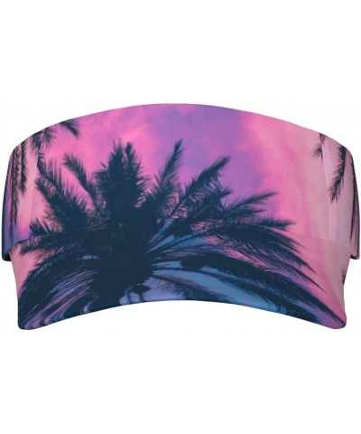 Palm Tree Landscape Sports Sun Visor Hats Adjustable Empty Top Sun Visor Caps for Women Men Kids Multicolor $13.56 Visors