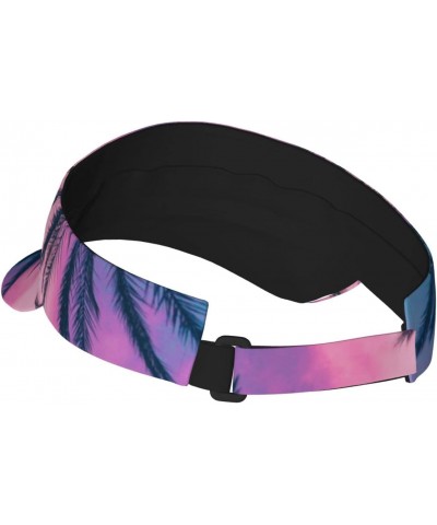 Palm Tree Landscape Sports Sun Visor Hats Adjustable Empty Top Sun Visor Caps for Women Men Kids Multicolor $13.56 Visors