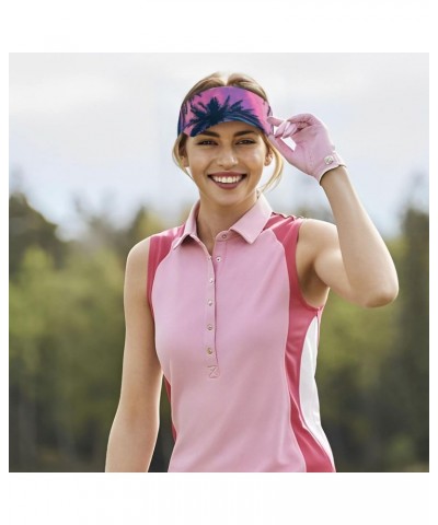 Palm Tree Landscape Sports Sun Visor Hats Adjustable Empty Top Sun Visor Caps for Women Men Kids Multicolor $13.56 Visors