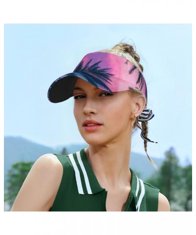 Palm Tree Landscape Sports Sun Visor Hats Adjustable Empty Top Sun Visor Caps for Women Men Kids Multicolor $13.56 Visors