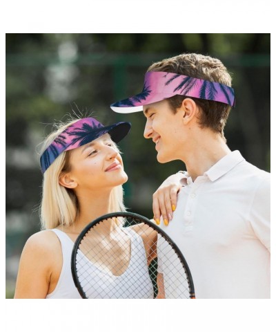 Palm Tree Landscape Sports Sun Visor Hats Adjustable Empty Top Sun Visor Caps for Women Men Kids Multicolor $13.56 Visors