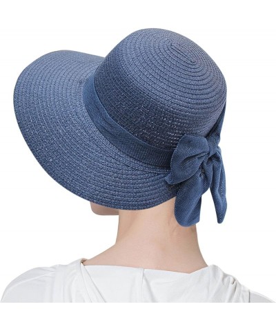 Womens Sun Hat Summer Sun Visor Hat for Women Panama Roll Up Hat Wide Brim Beach Hat Casual Hat L1-navy $6.29 Sun Hats