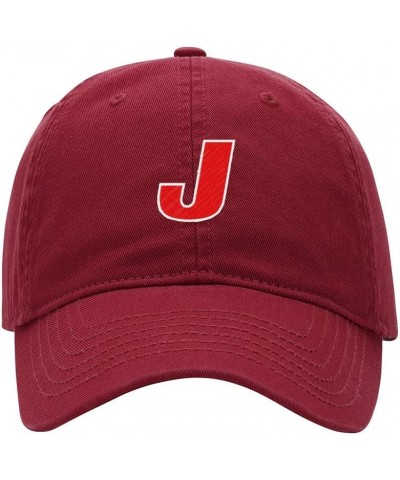 Baseball Cap Men Women Handsome Letter J Embroidered Unisex Classic Adjustable Strapback Dad Hat Red $13.56 Baseball Caps