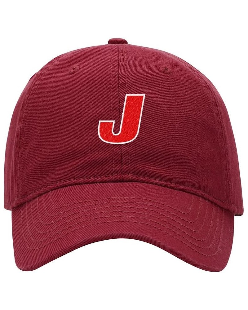 Baseball Cap Men Women Handsome Letter J Embroidered Unisex Classic Adjustable Strapback Dad Hat Red $13.56 Baseball Caps