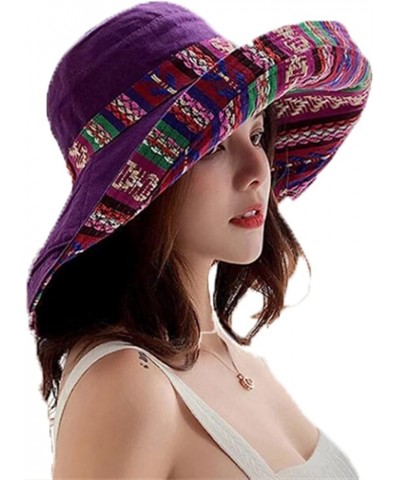 Wide Brim Cotton Summer Hat Women Sun Hats Summer Beach UV Protection UPF Packable Wide Brim Chin Strap B $13.56 Sun Hats