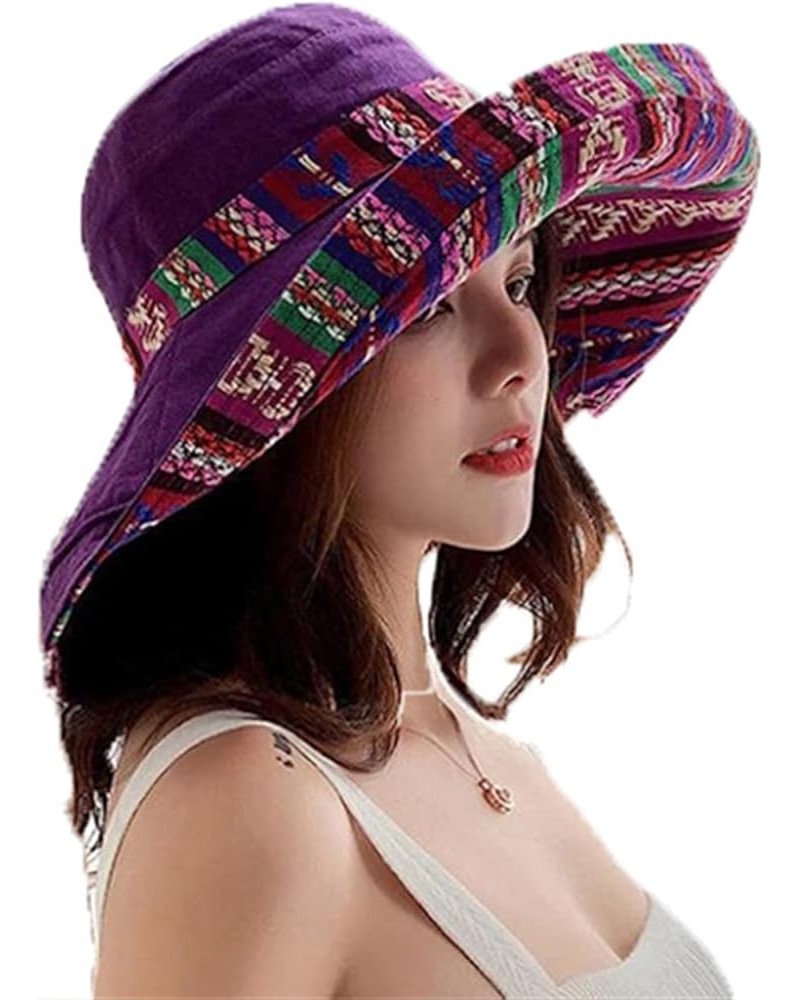 Wide Brim Cotton Summer Hat Women Sun Hats Summer Beach UV Protection UPF Packable Wide Brim Chin Strap B $13.56 Sun Hats