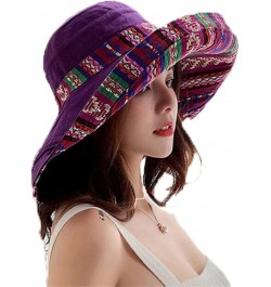 Wide Brim Cotton Summer Hat Women Sun Hats Summer Beach UV Protection UPF Packable Wide Brim Chin Strap B $13.56 Sun Hats