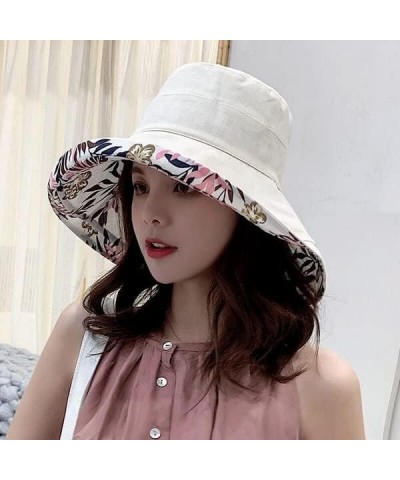 Wide Brim Cotton Summer Hat Women Sun Hats Summer Beach UV Protection UPF Packable Wide Brim Chin Strap B $13.56 Sun Hats