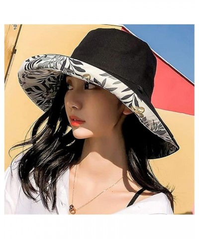 Wide Brim Cotton Summer Hat Women Sun Hats Summer Beach UV Protection UPF Packable Wide Brim Chin Strap B $13.56 Sun Hats