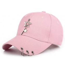 Unisex Black Fitted Cap, K-pop Cap, Baseball Cap with Ring Chain, Metallic Cap, Unique Cap, Cap with Star Pink $9.89 Baseball...