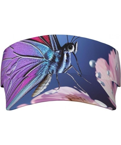 Butterflies and Flowers Sunscreen Visor Hats Sports Sun Visor Cap Adult Empty Top Baseball Cap for Women Men Black $9.61 Visors