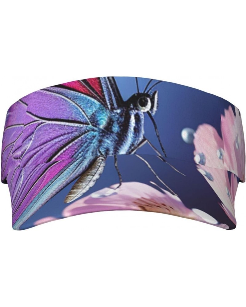 Butterflies and Flowers Sunscreen Visor Hats Sports Sun Visor Cap Adult Empty Top Baseball Cap for Women Men Black $9.61 Visors