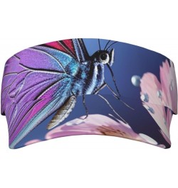 Butterflies and Flowers Sunscreen Visor Hats Sports Sun Visor Cap Adult Empty Top Baseball Cap for Women Men Black $9.61 Visors