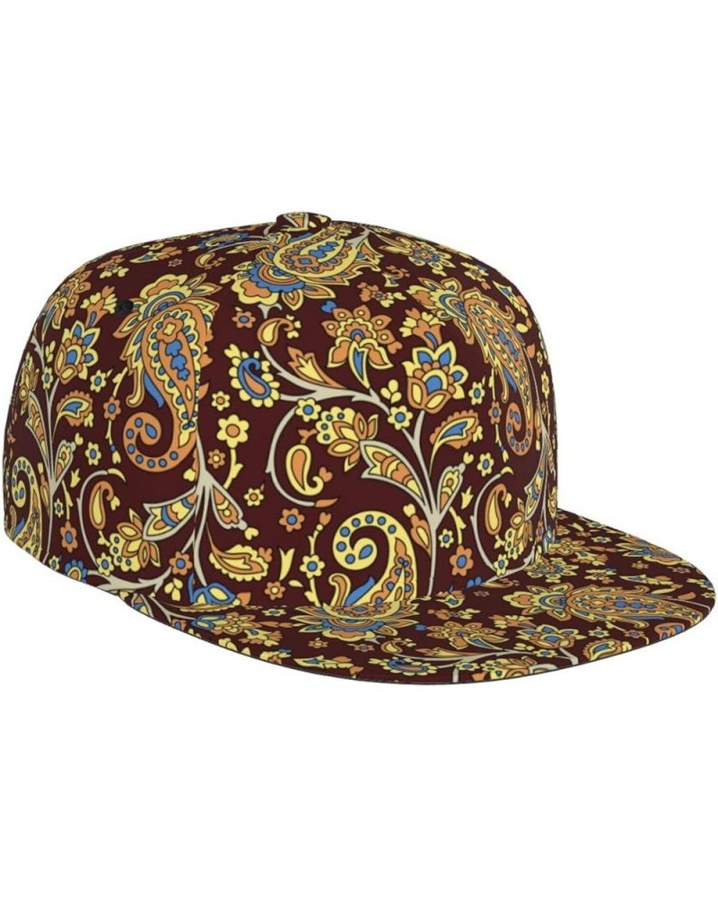 Paisley Baseball Cap, Flat Brim Trucker Hat, Buckle Adjustable Paisley7 $10.00 Baseball Caps