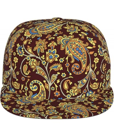 Paisley Baseball Cap, Flat Brim Trucker Hat, Buckle Adjustable Paisley7 $10.00 Baseball Caps