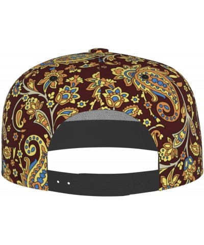 Paisley Baseball Cap, Flat Brim Trucker Hat, Buckle Adjustable Paisley7 $10.00 Baseball Caps