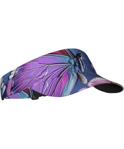 Butterflies and Flowers Sunscreen Visor Hats Sports Sun Visor Cap Adult Empty Top Baseball Cap for Women Men Black $9.61 Visors