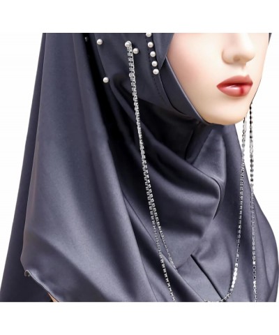 Women Muslim Prayer Hijab One Piece Floral Chain Long Head Scarf Wrap Islamic Ramadan Muslim Full Shawl Gift Grey $11.68 Scarves