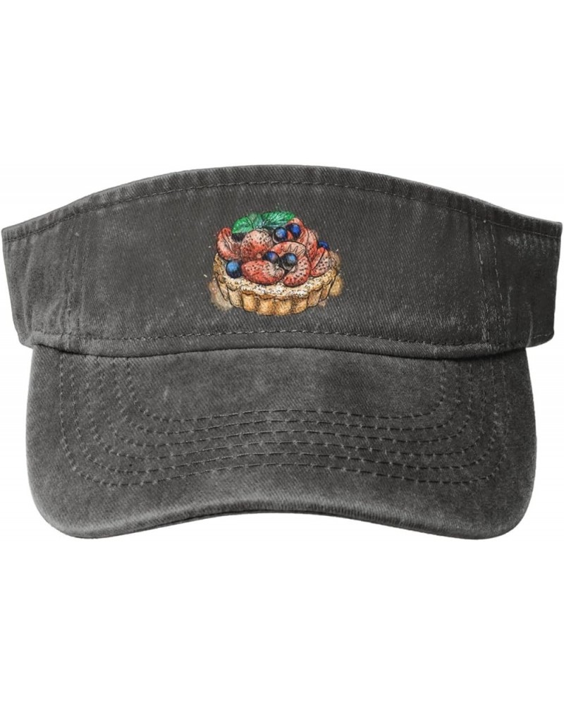 Cake with Strawberries Sun Hat Sun Visor Hats for Women Men Baseball Cap Golf Hats Deep Heather $10.65 Sun Hats