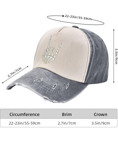 Funny Skeleton Hand Cotton Women's Baseball Hat Original Washed Denim Trucker Cap Adjustable,Dark Red Gray $11.22 Baseball Caps