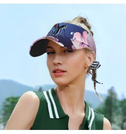 Butterflies and Flowers Sunscreen Visor Hats Sports Sun Visor Cap Adult Empty Top Baseball Cap for Women Men Black $9.61 Visors