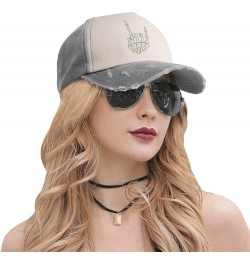 Funny Skeleton Hand Cotton Women's Baseball Hat Original Washed Denim Trucker Cap Adjustable,Dark Red Gray $11.22 Baseball Caps