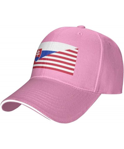 Flag of The United States and Slovakia Mans Womans Baseball Cap Fashion Adjustable Baseball Cap Unisex Denim Hat Pink $10.69 ...