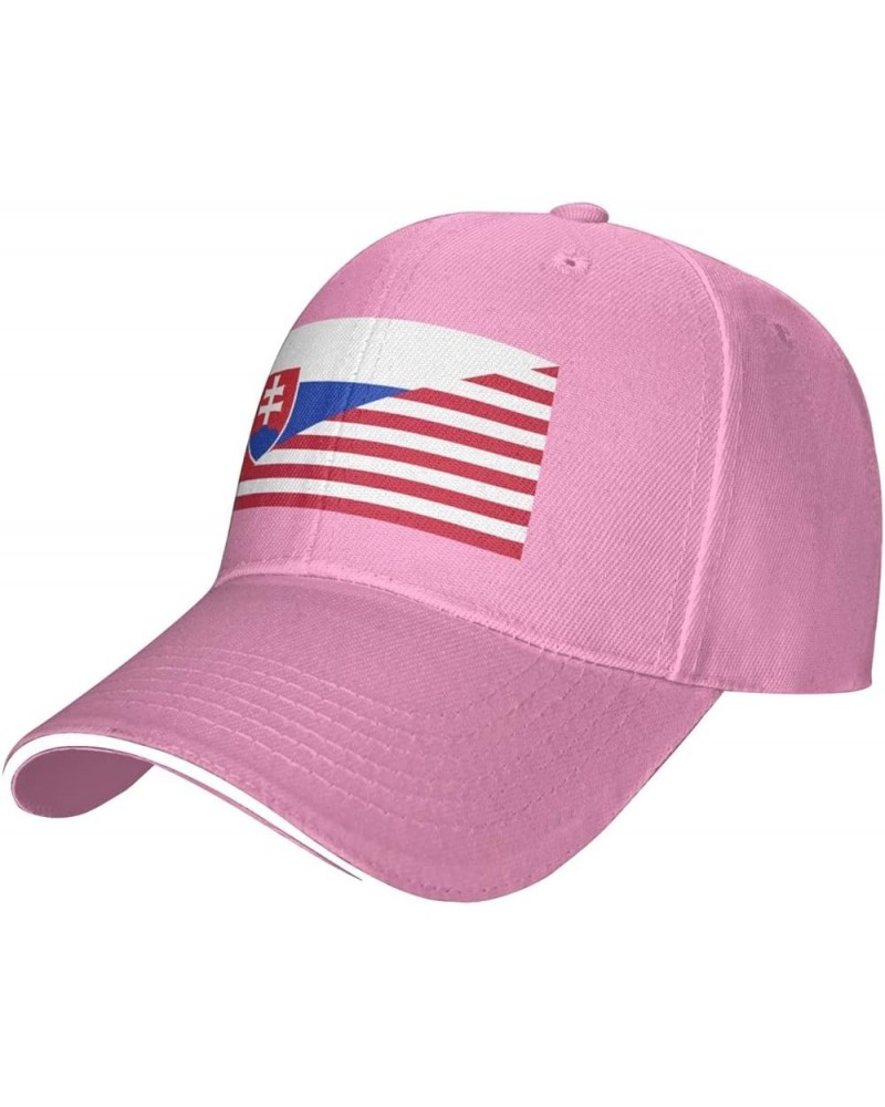 Flag of The United States and Slovakia Mans Womans Baseball Cap Fashion Adjustable Baseball Cap Unisex Denim Hat Pink $10.69 ...