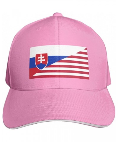 Flag of The United States and Slovakia Mans Womans Baseball Cap Fashion Adjustable Baseball Cap Unisex Denim Hat Pink $10.69 ...