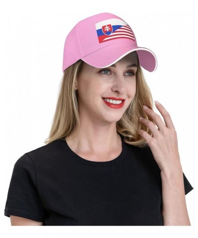 Flag of The United States and Slovakia Mans Womans Baseball Cap Fashion Adjustable Baseball Cap Unisex Denim Hat Pink $10.69 ...