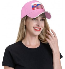 Flag of The United States and Slovakia Mans Womans Baseball Cap Fashion Adjustable Baseball Cap Unisex Denim Hat Pink $10.69 ...