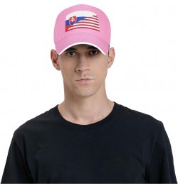 Flag of The United States and Slovakia Mans Womans Baseball Cap Fashion Adjustable Baseball Cap Unisex Denim Hat Pink $10.69 ...