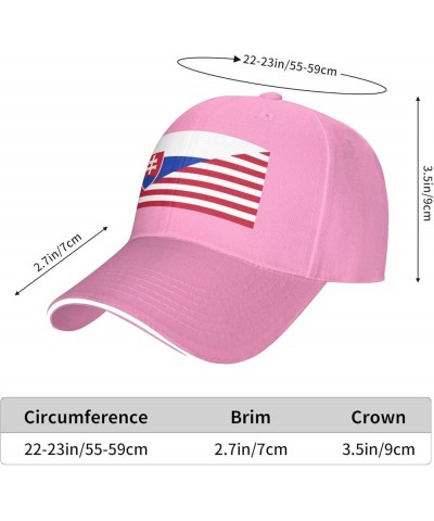 Flag of The United States and Slovakia Mans Womans Baseball Cap Fashion Adjustable Baseball Cap Unisex Denim Hat Pink $10.69 ...