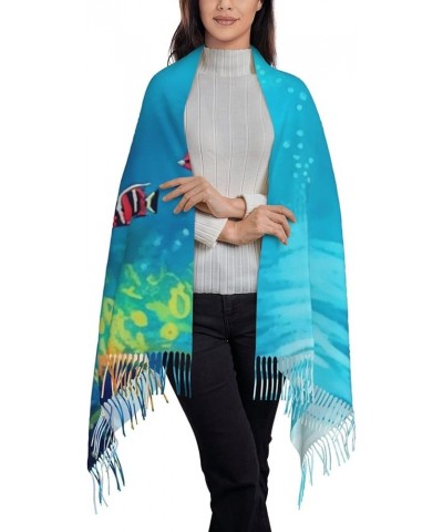 Womens Scarf Valentine's Day Photo Collage Classic Tassel Pashmina Shawls and Wraps Soft Fall Winter Warm Scarf Undersea Wall...