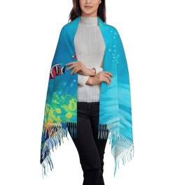 Womens Scarf Valentine's Day Photo Collage Classic Tassel Pashmina Shawls and Wraps Soft Fall Winter Warm Scarf Undersea Wall...