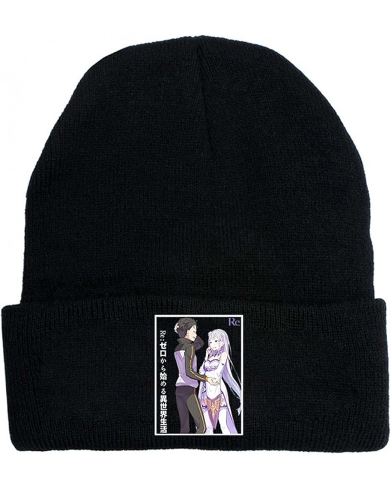 Anime Life in A Different World from Zero Beanie for Men Women Knit Hat Gifts for Anime Lovers Black-f $10.46 Skullies & Beanies