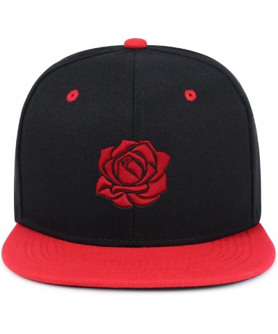 Red Rose Hip-Hop Snapback Hat Embroidered Baseball Cap Flower 22. Black/Red $10.99 Baseball Caps