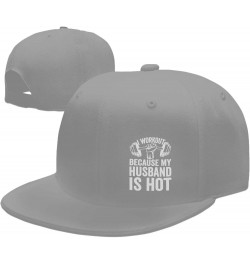 I Workout Because My Husband is Hot Flat Bill Hat Trucker Hats Baseball Caps Street Dancer Cap for Men Women Black Gray $11.4...