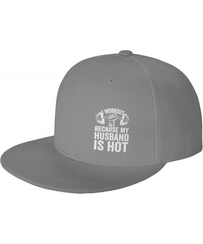 I Workout Because My Husband is Hot Flat Bill Hat Trucker Hats Baseball Caps Street Dancer Cap for Men Women Black Gray $11.4...