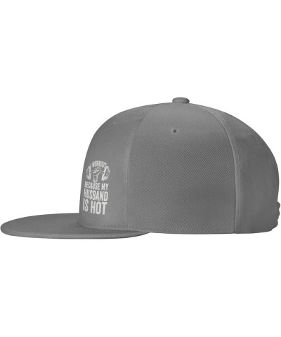 I Workout Because My Husband is Hot Flat Bill Hat Trucker Hats Baseball Caps Street Dancer Cap for Men Women Black Gray $11.4...