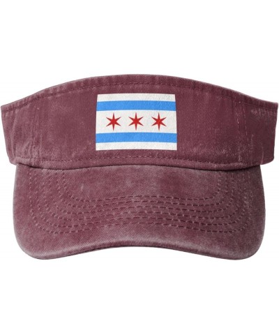 Flag of Chicago, Illinois (1933-1939) Sun Hat Sun Visor Hats for Women Men Baseball Cap Golf Hats Red $13.49 Sun Hats