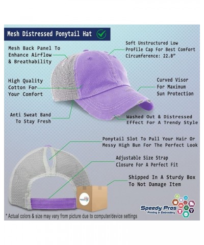 Womens Ponytail Cap Colorado Centennial State Style B Cotton Distressed Trucker Hats Lavender $13.72 Baseball Caps