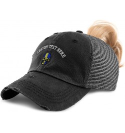 Custom Womens Ponytail Cap Sweden Flag Skull Embroidery Cotton Strap Closure Black Personalized Text Here $12.00 Baseball Caps