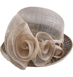 Summer Straw Hats for Women Flower Roll Brim Cool Travel Sun Protection Beach Cap Khaki $57.56 Sun Hats